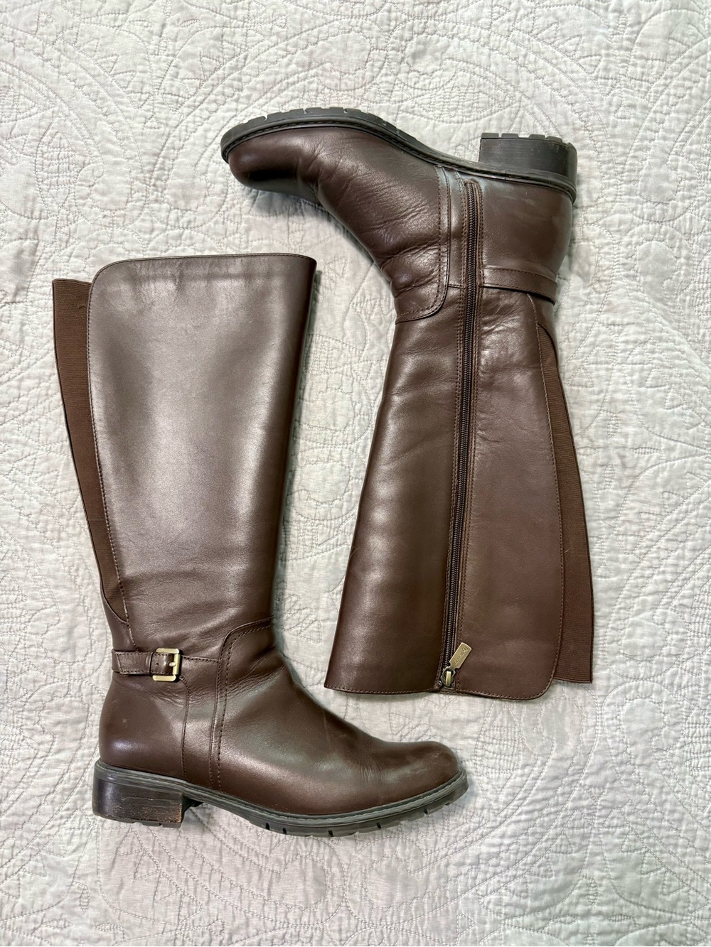 Blondo Wide Calf Waterproof Brown Leather Riding Boots 9M